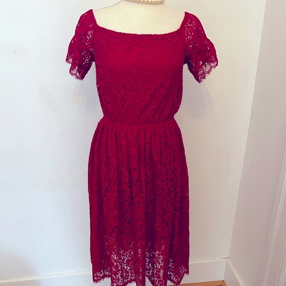 EXPRESS Red Lace Mini Party Dress - Picture 2 of 5